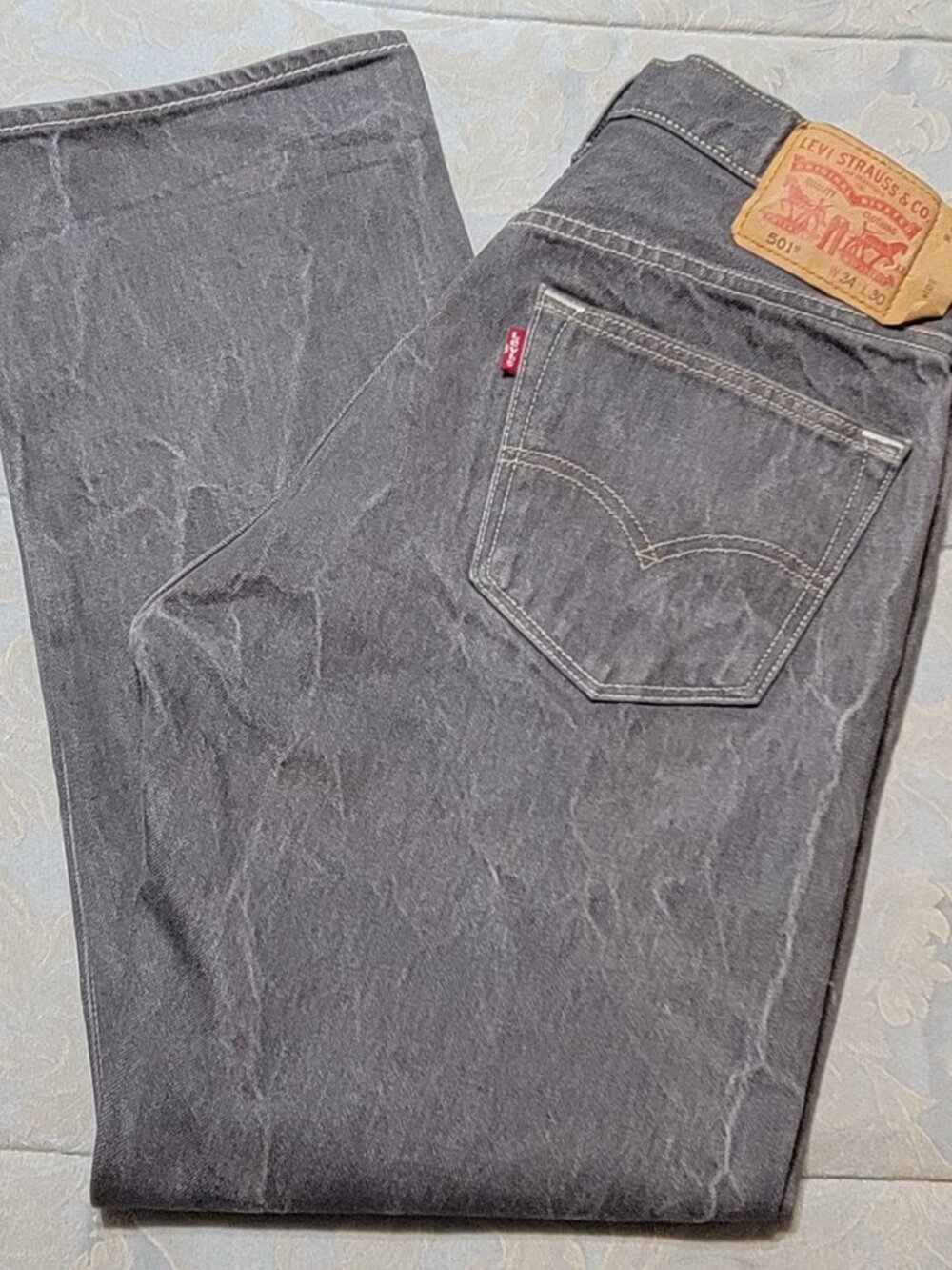 Levis 501 Mens Jeans 32x28  (Tag 34x30) Gray Button Fly Denim
